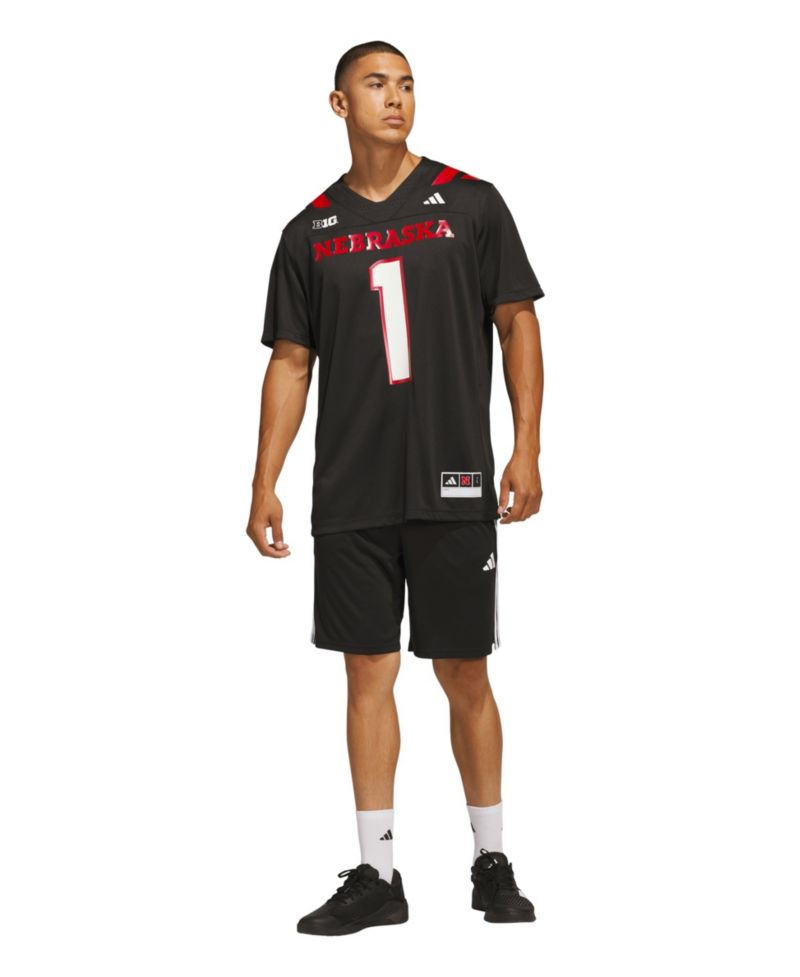 Men's #1 Black Nebraska Huskers Our Red Burns Brighter Premier Strategy Jersey
