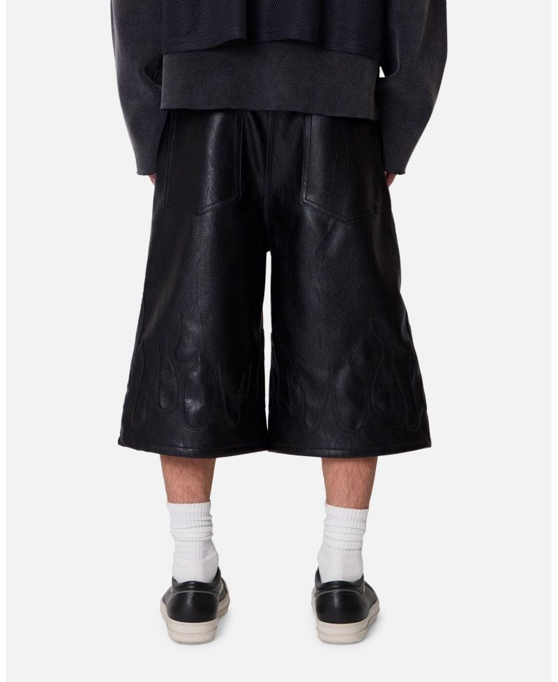 Men's Ultra Baggy Leather Flame Shorts