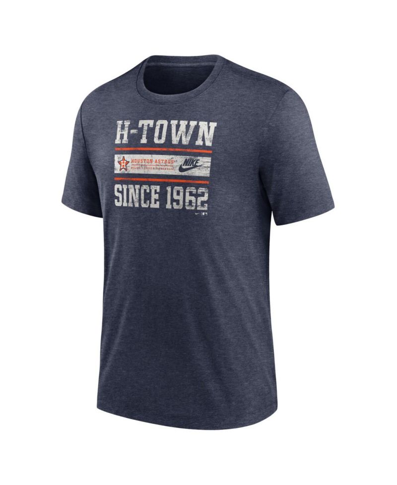 Men's Heather Navy Houston Astros Cooperstown Collection Local Stack Tri-Blend T-Shirt