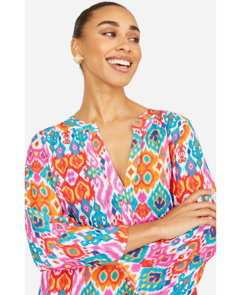 Women's Ikat Print Viscose Beach Tunic Dress