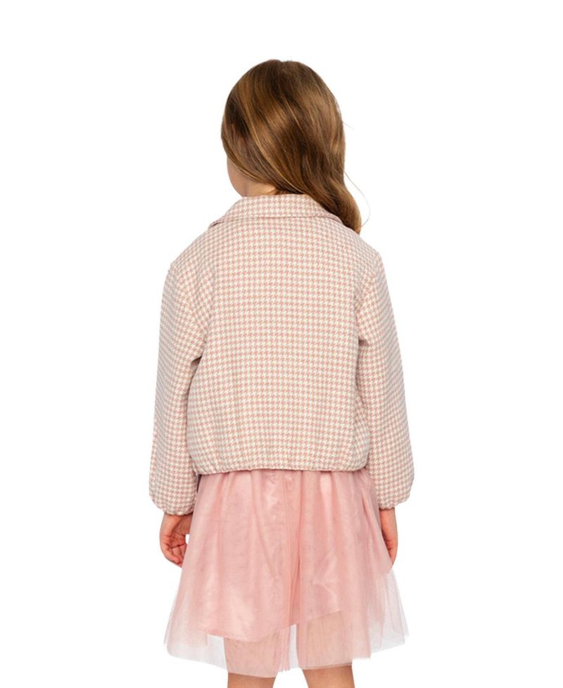 Little and Big Girl 6-14Y Bomber Jacket Houndstooth