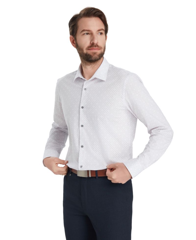 Men's Slim-Fit Geometric Print Dress Shirt