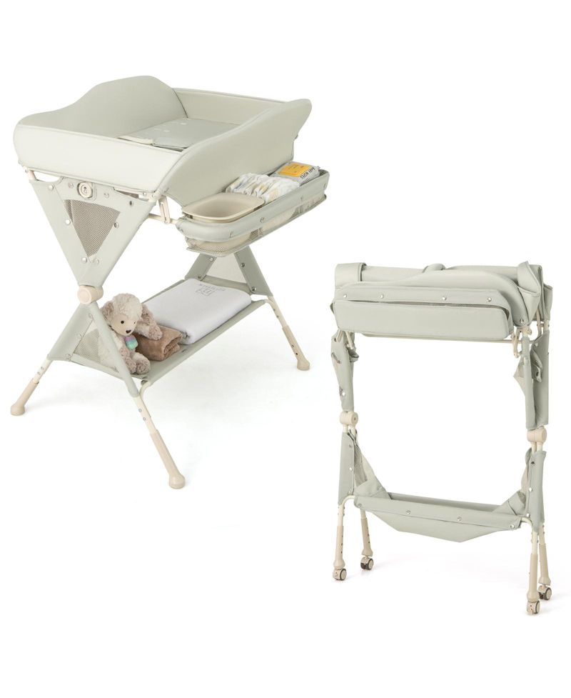 Baby Diaper Changing Table with Water Basin and Wheels