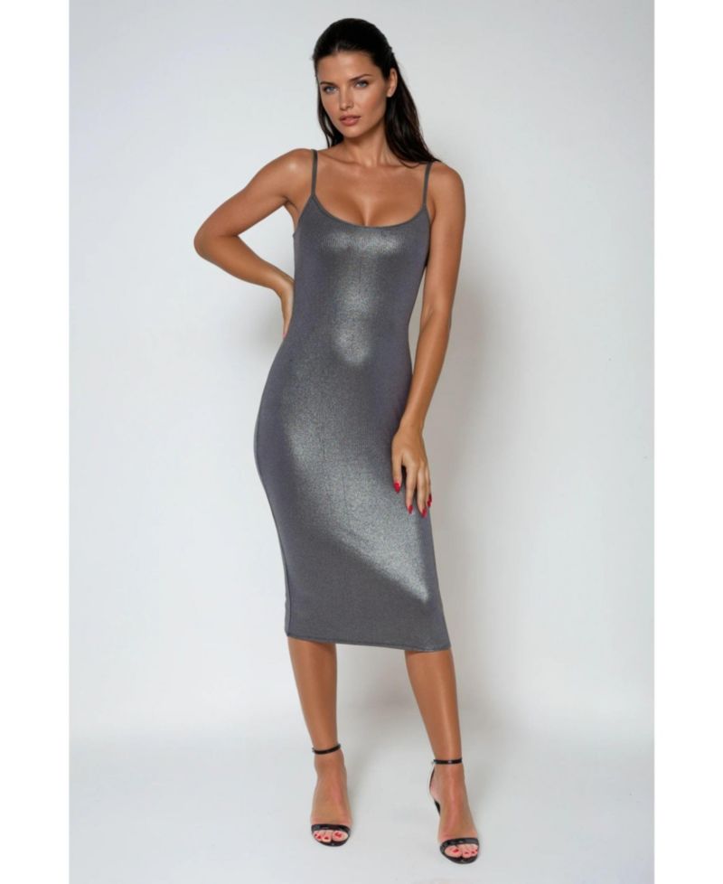 Women's Foil Rib Midi Dress