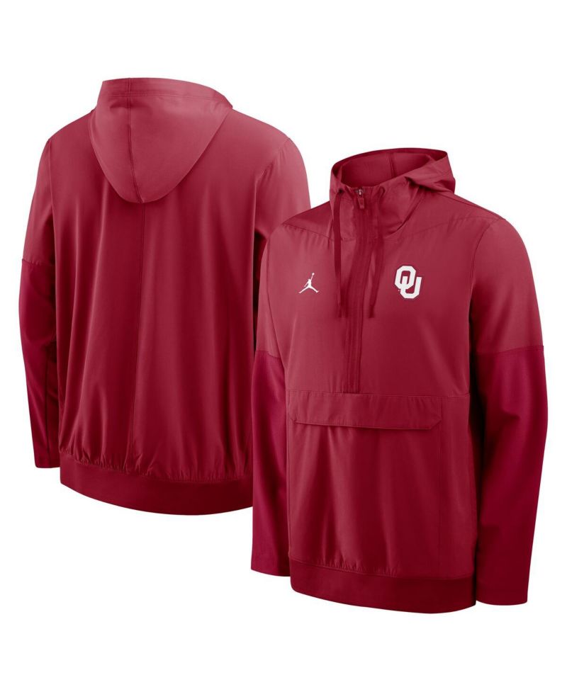 Men's Crimson Oklahoma Sooners Anorak Half-Zip Hoodie Jacket