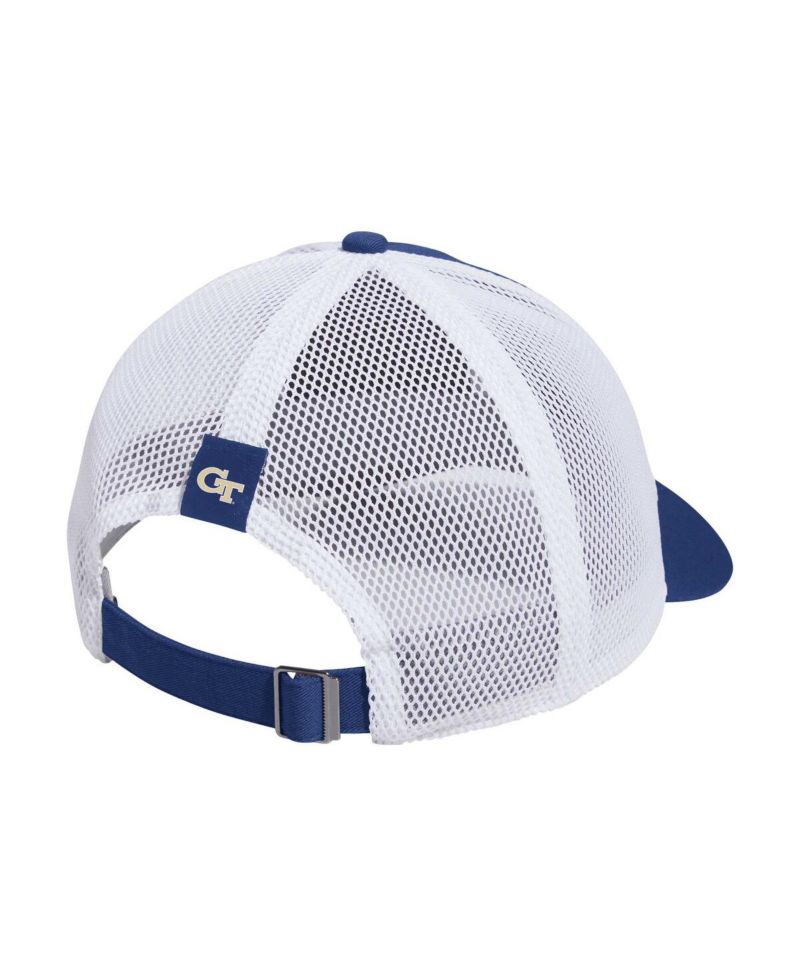 Men's Navy Georgia Tech Yellow Jackets Mascot Block Letter Slouch Trucker Adjustable Hat