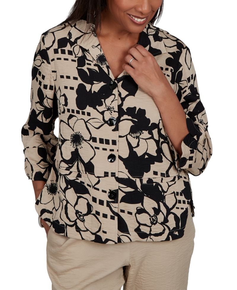 Women's Travel Advisory Geo Floral Button Front Top