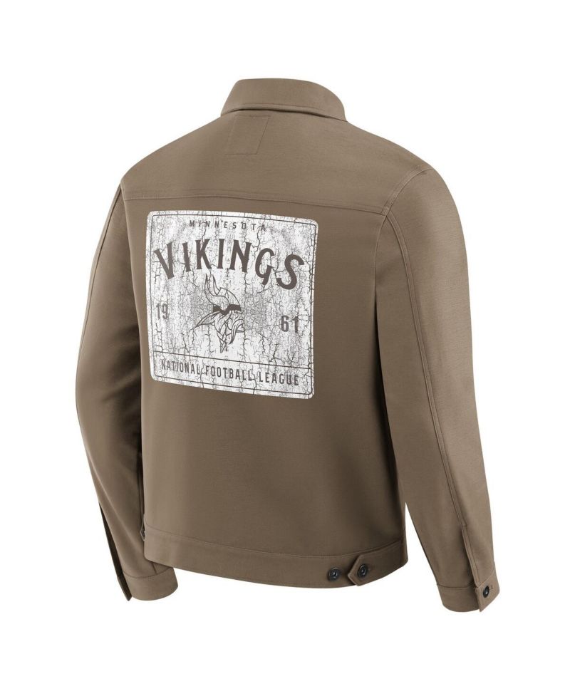 Men's Tan Minnesota Vikings Trucker Full-Button Jacket
