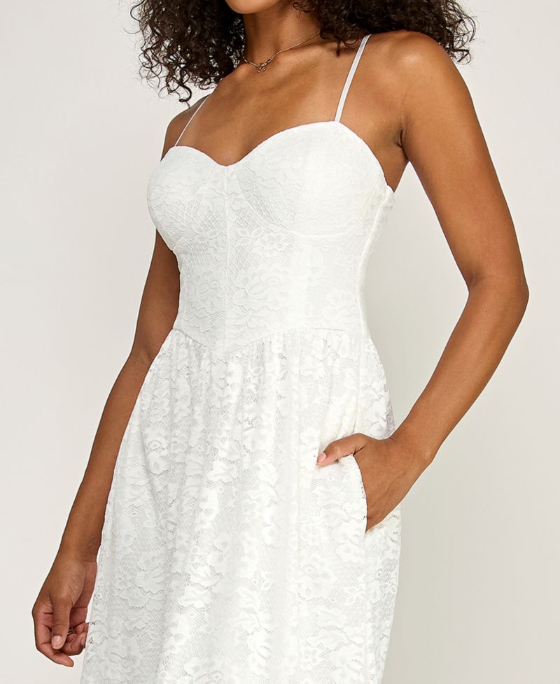 Juniors' Sweetheart Neck Midi Dress