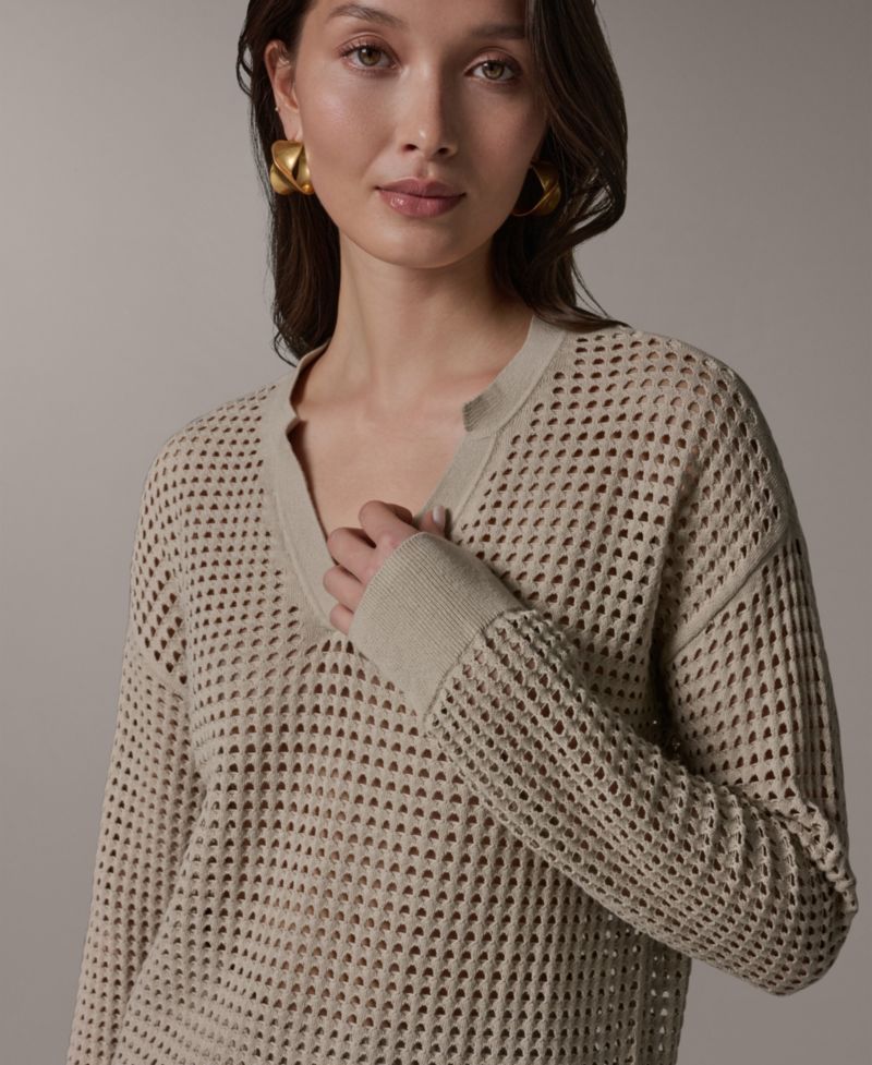 Women's Long-Sleeve Pointelle Sweater