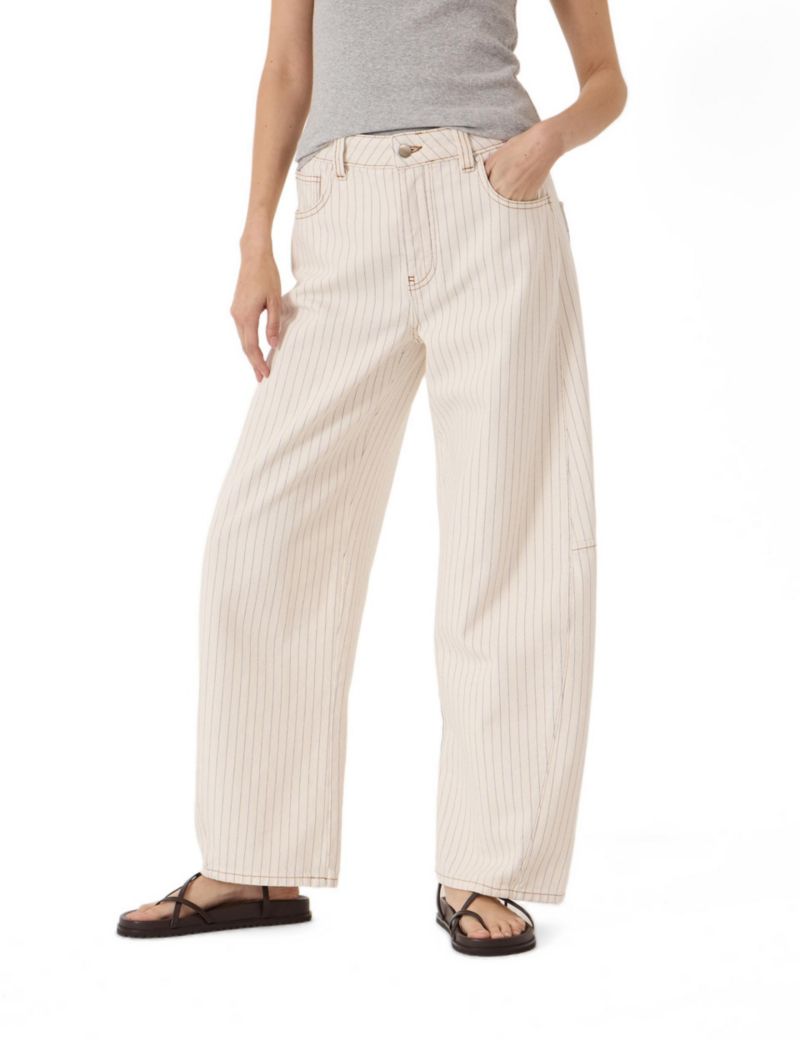 Women's Bree Stripe Horseshoe Barrel Leg Jeans