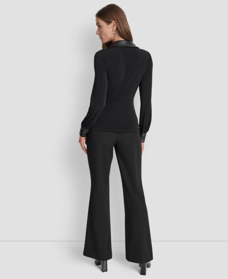 Women's Twist-Front Contrast-Trim Top