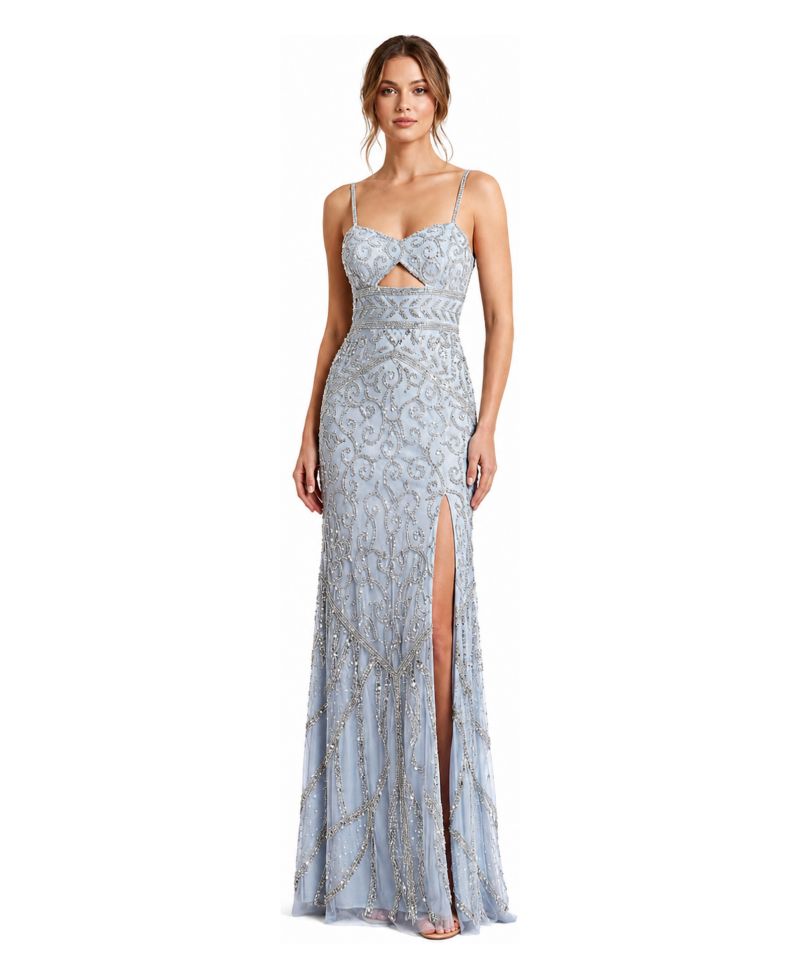 Women's Embellished Gown with Slit And Low Back