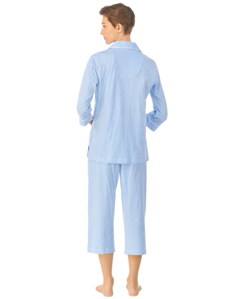 3/4 Sleeve Classic Notch Collar Capri Pajama Set