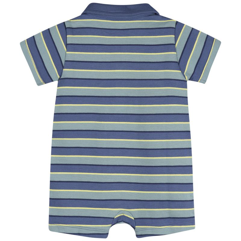 Baby Boys Collared Romper, Blue and Green.
