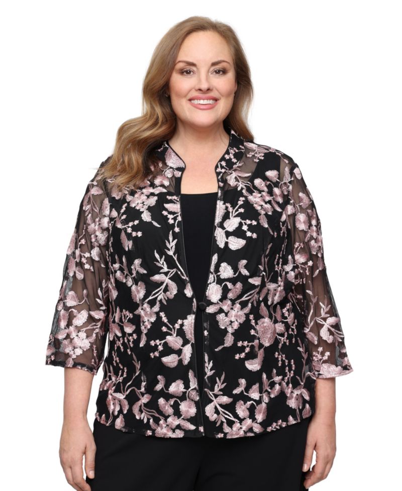 Plus Size Scoop Neck Top and Jacket Twinset Dress