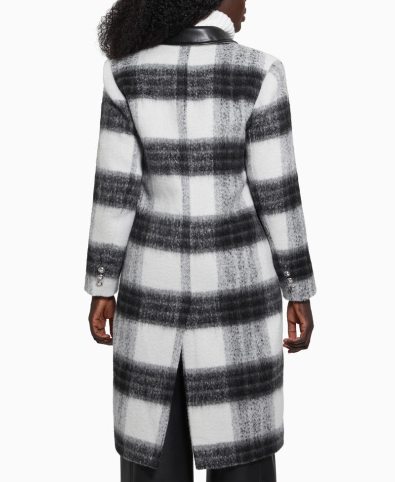 Women's Double-Breasted Mid-Length Plaid Coat