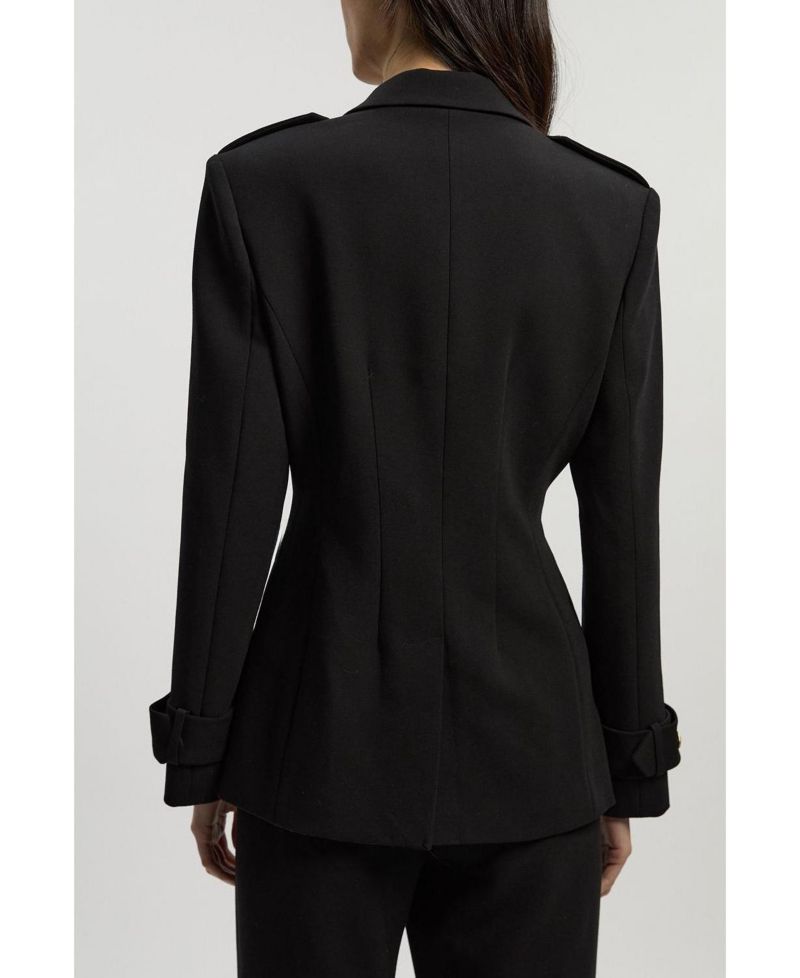 Women's Petite Military Single Breasted Blazer