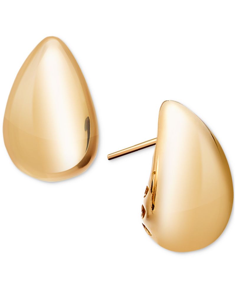 Polished Teardrop Dome Stud Earrings in 10k Gold, 5/8"