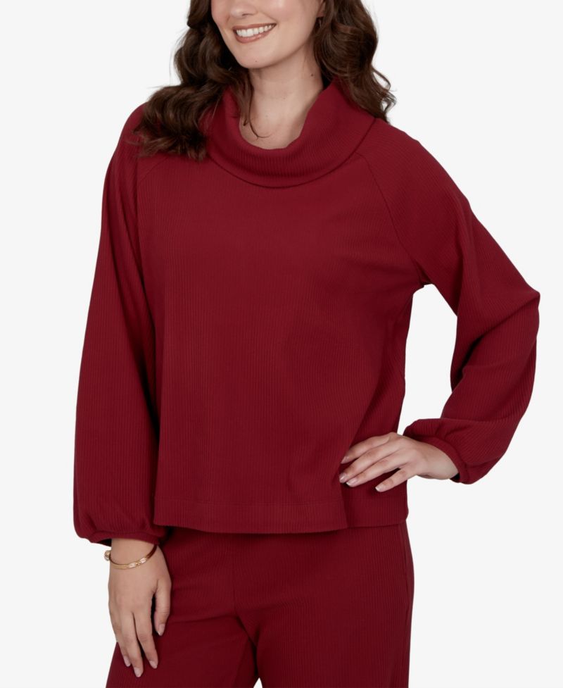 Petite Cowl Neck Ribbed Top