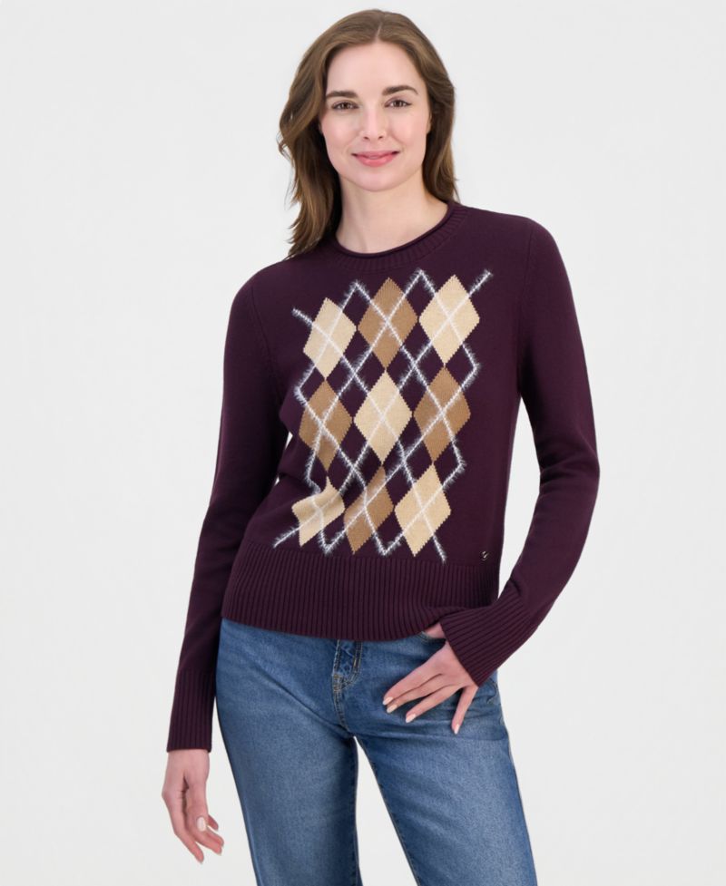Women's Crewneck Argyle Sweater
