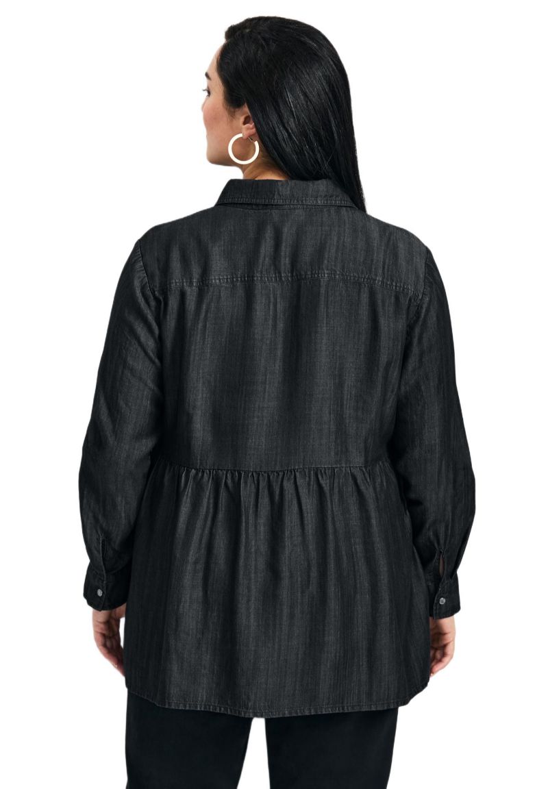 Women's Plus Size Denim Tiered Shirt