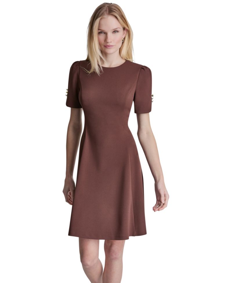 Women's Short-Sleeve Jewel Neck Dress