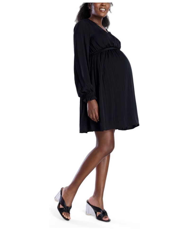 Women's Woven Wrap Long Sleeve Mini Dress - Motherhood