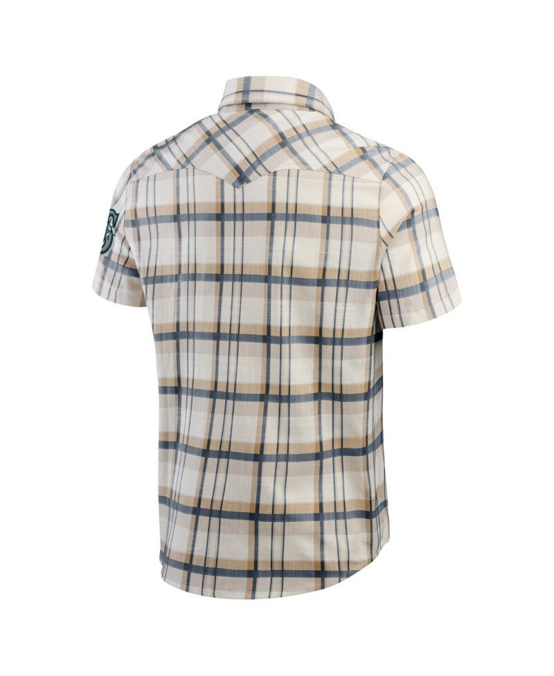 Darius Rucker Collection by Men's Navy Seattle Mariners Plaid Full-Snap Shirt