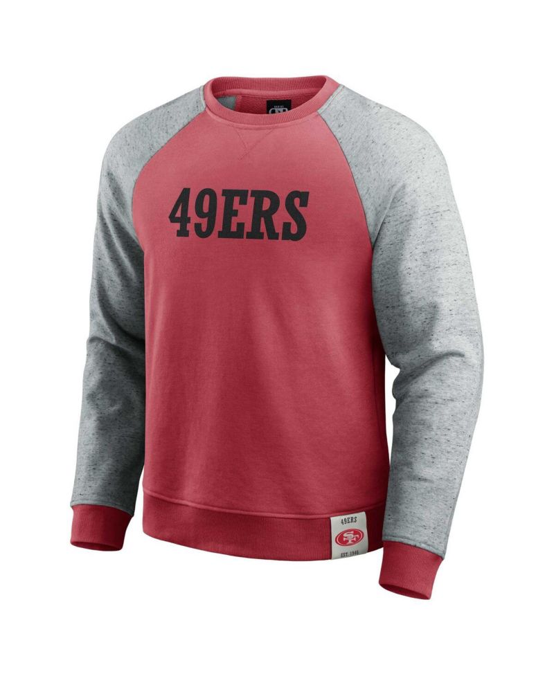 Men's Scarlet/Heather Gray San Francisco 49ers Color Block Pullover Sweatshirt