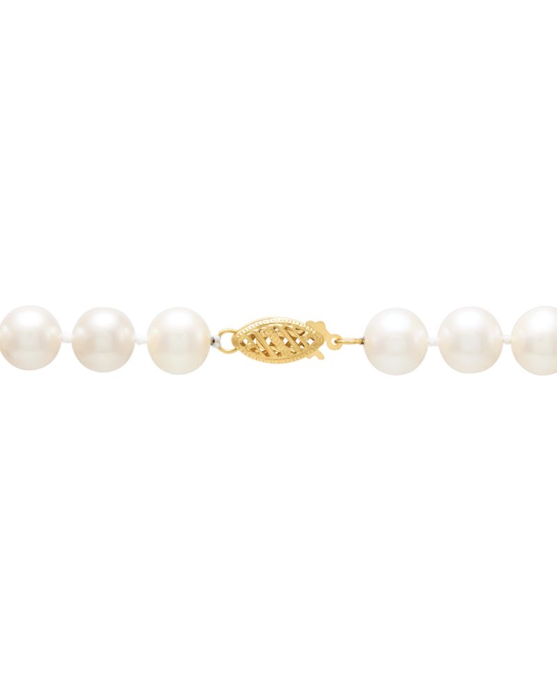 White Cultured Freshwater Pearl (7-8mm) 16" Necklace in 14k Yellow Gold