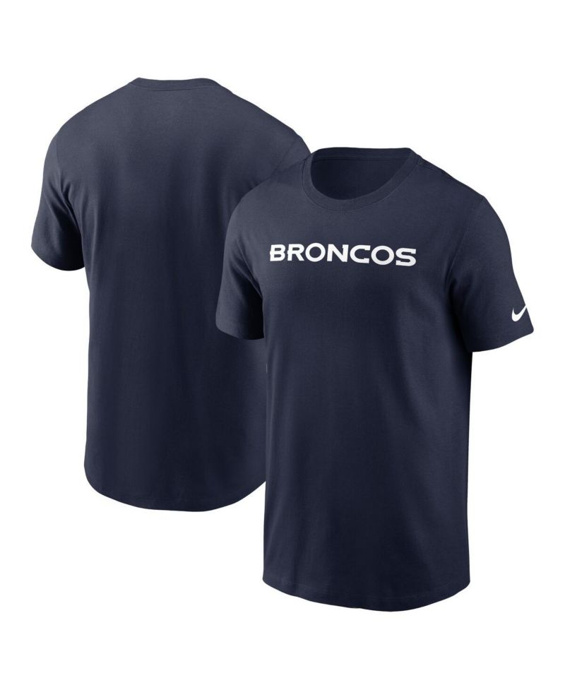Men's Navy Denver Broncos Primetime Wordmark Essential T-Shirt