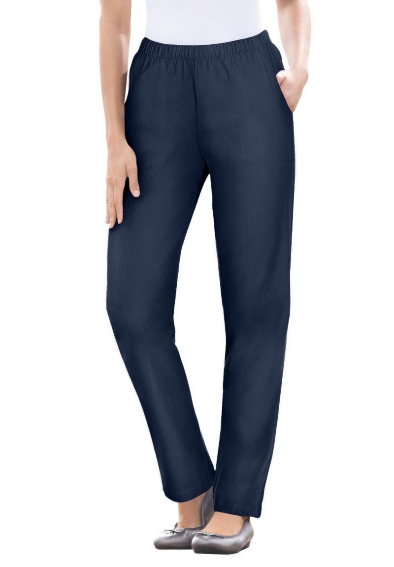 Women's Within Straight Leg Fineline Pull-On Stretch Denim Jeans