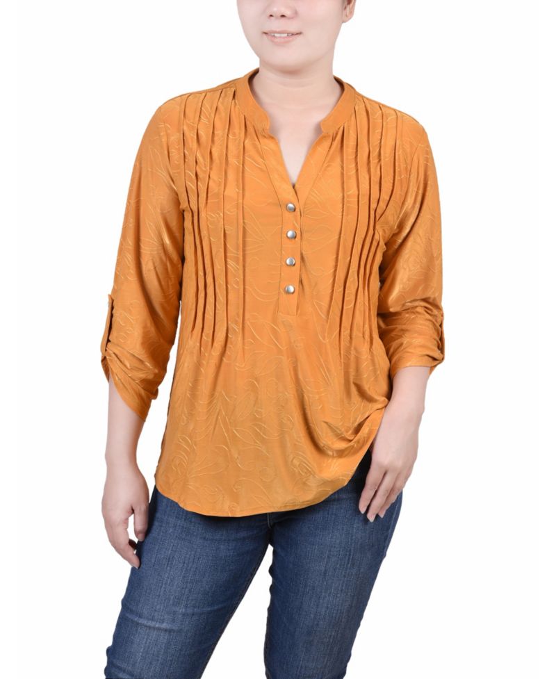 Petite 3/4 Roll Tab Pullover Top