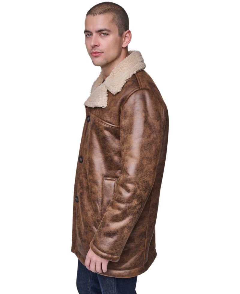 Men's Full Length Faux Shearling Jacket
