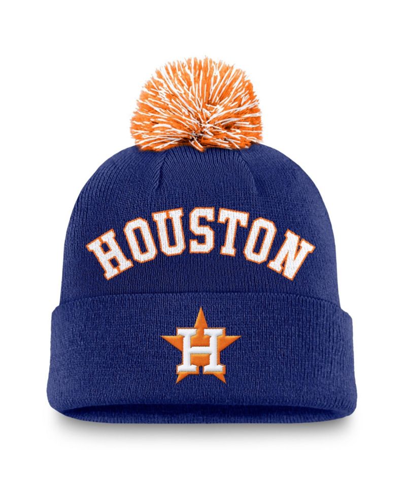 Men's Royal Houston Astros Peak Cuffed Knit Hat with Pom