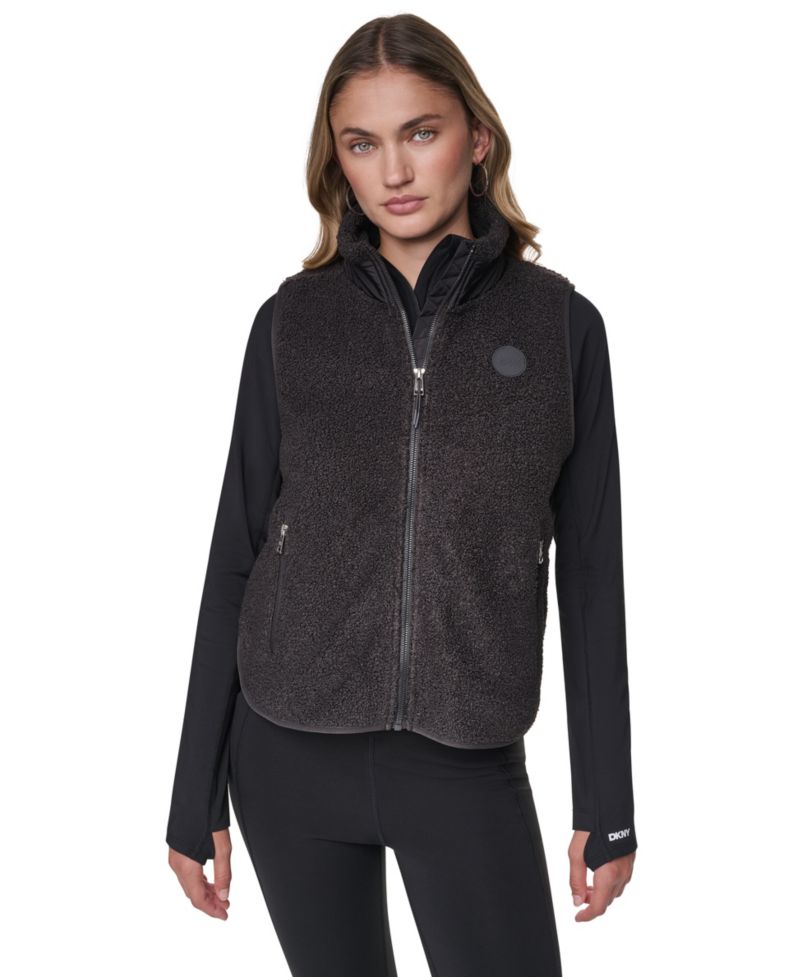 Women's Sherpa Mock-Neck Jacket with Woven Piecing