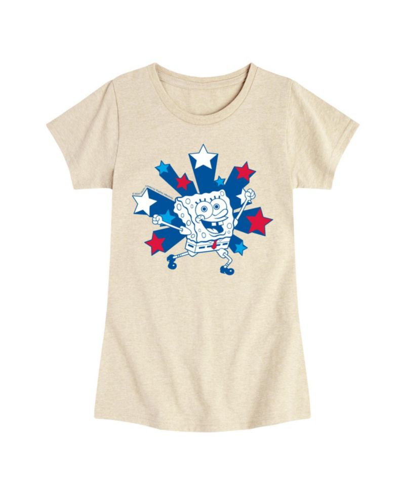 Big Girls Sponge Bob Square Pants Americana Stars Graphic T-Shirt