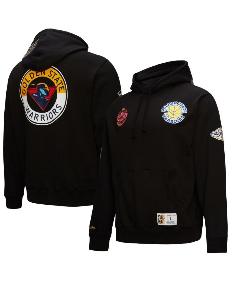 Men's Black Golden State Warriors Hardwood Classics Blackout Collection Pullover Hoodie