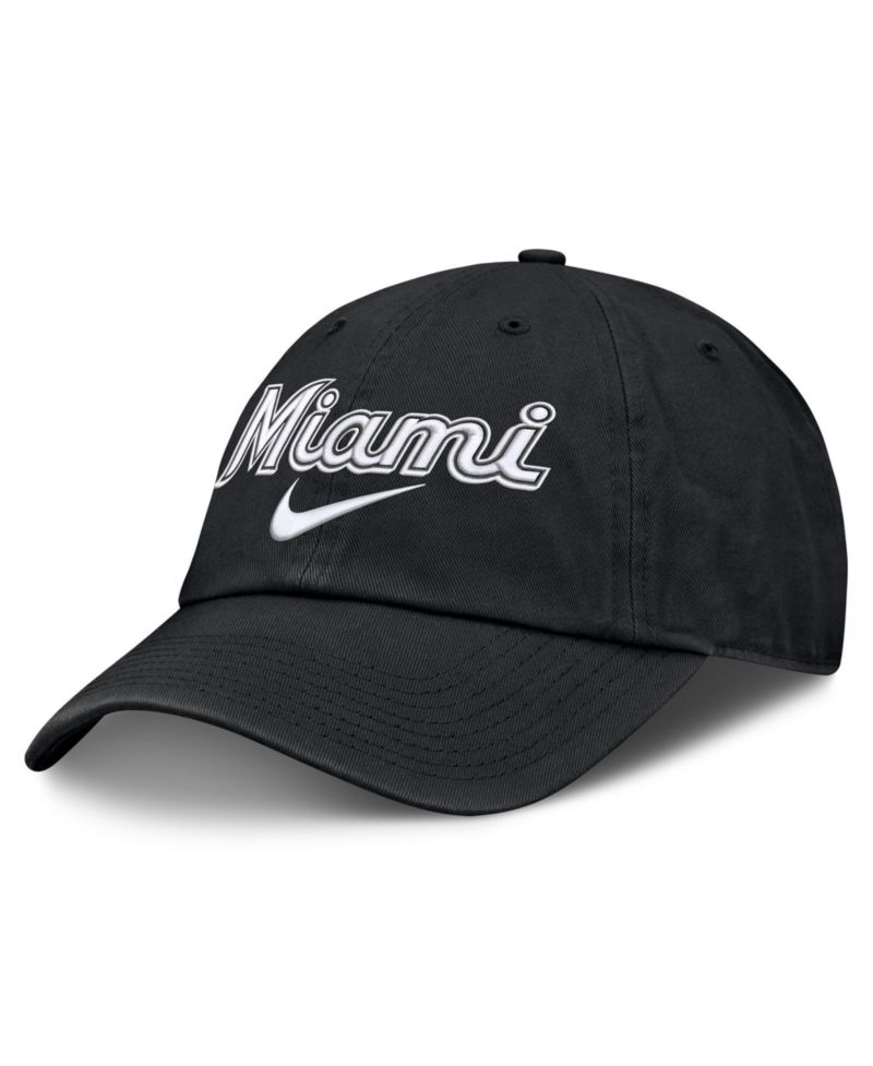 Men's Black Miami Marlins Primetime Club Adjustable Hat
