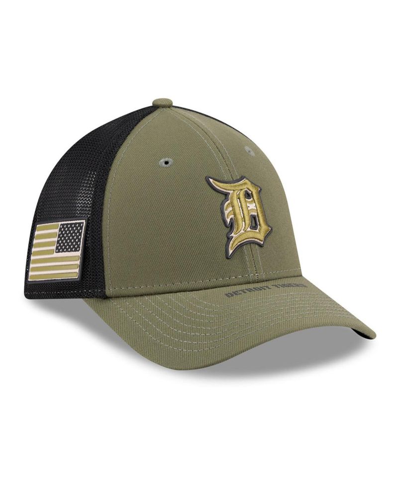 Men's Olive Detroit Tigers 2026 Armed Forces Day 39THIRTY M-Crown Flex Hat