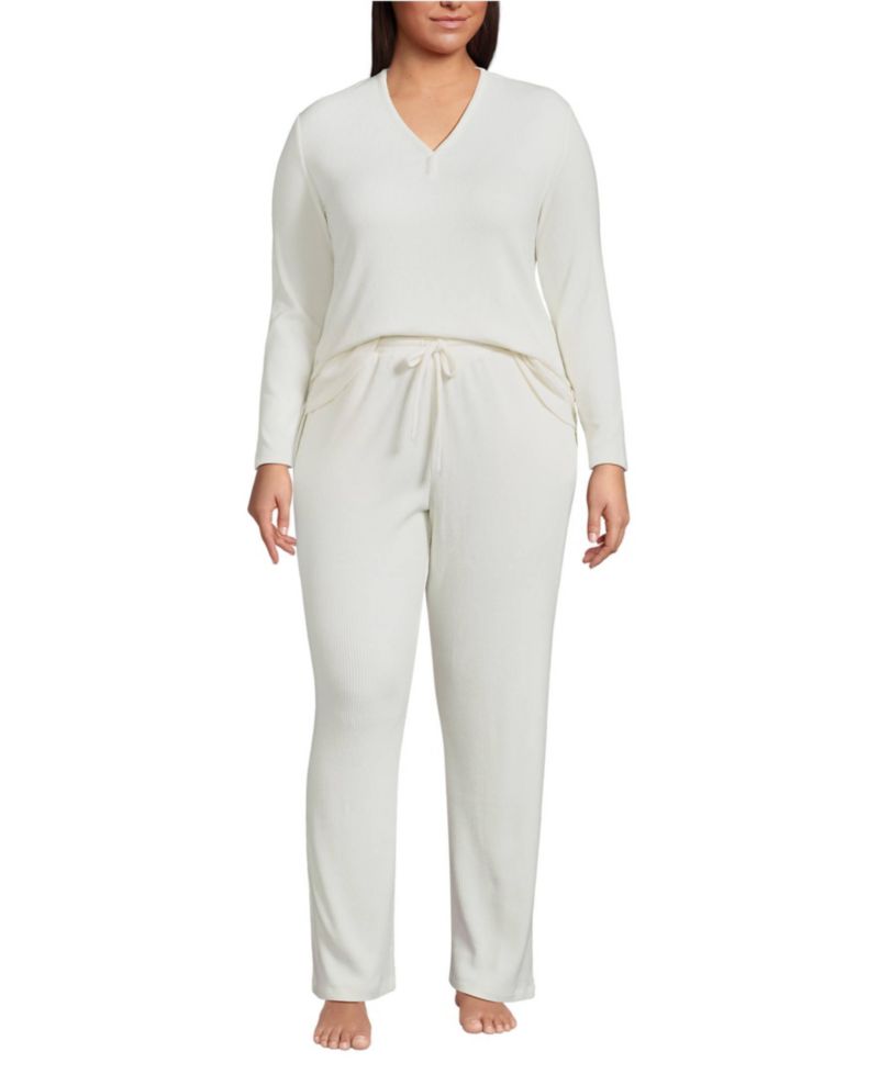 Plus Size Cozy 2 Piece Pajama Set - Long Sleeve Top and Pants