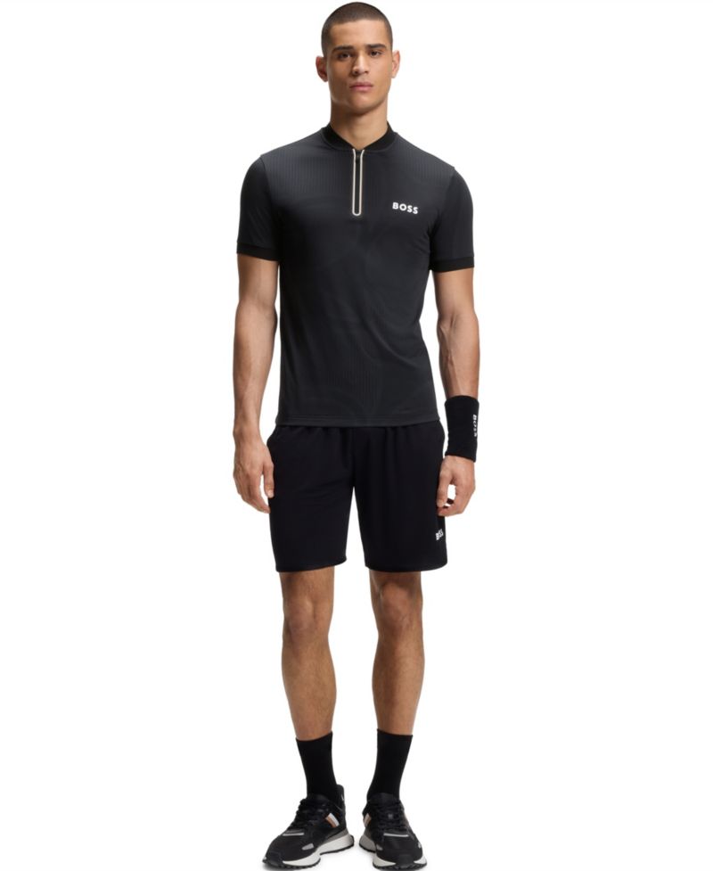 Men's Moisture Management Zip-Neck Slim-Fit Polo Shirt