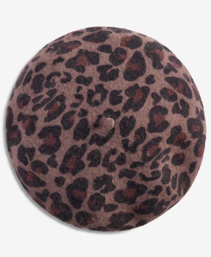 Leopard Print Wool-Blend Beret