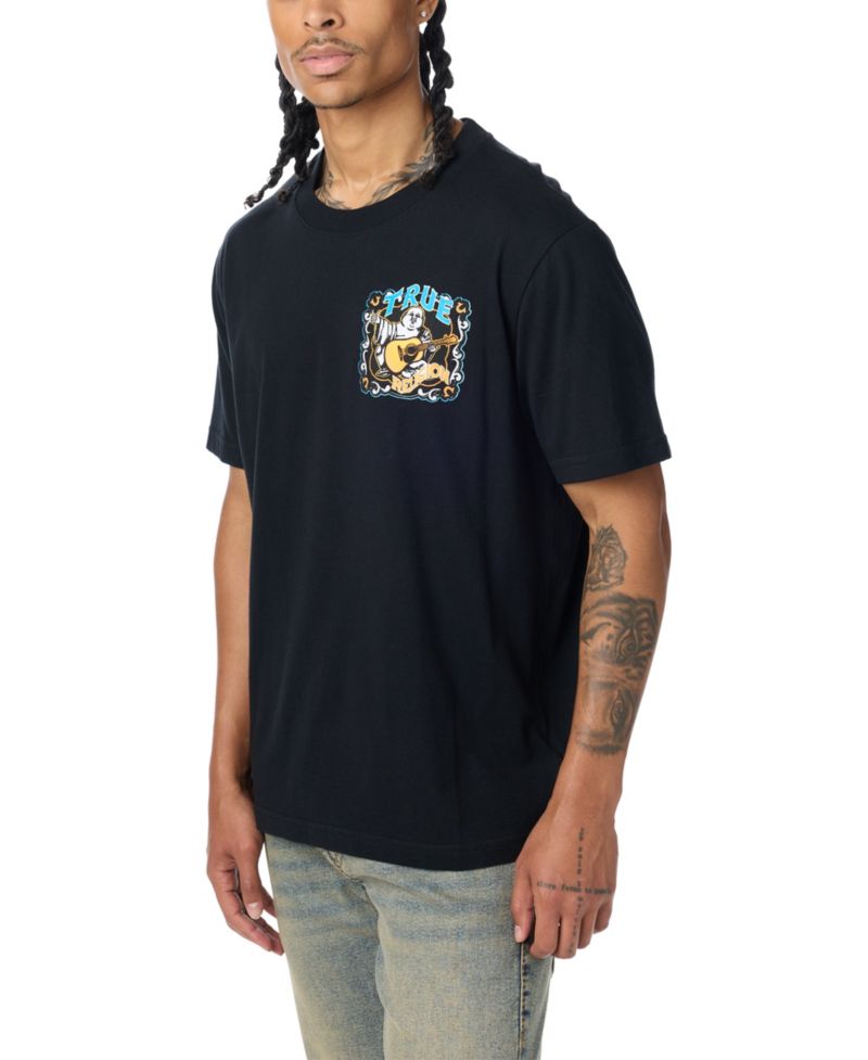 Men's Buddha Motif Graphic Embroidered T-Shirt