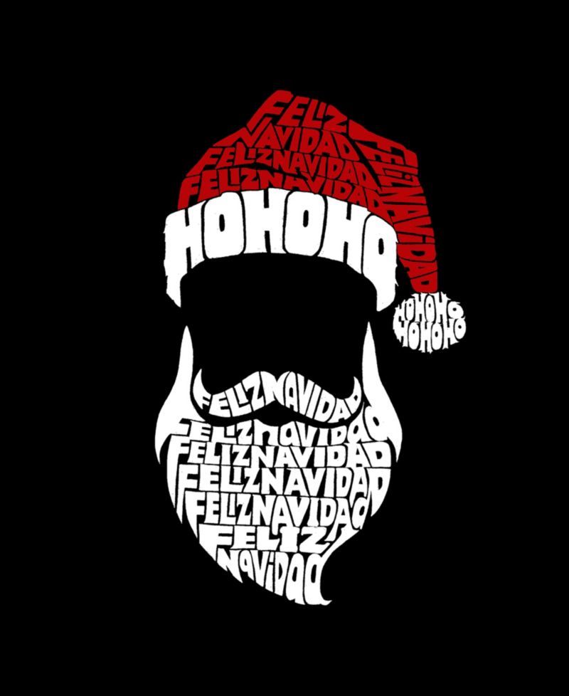 Men's Cotton/Poly Blend Word Art T-Shirt - Feliz Navidad Santa