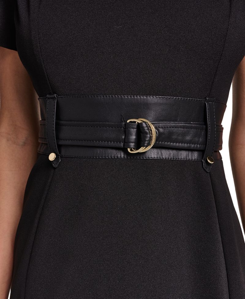 Women's Scuba-Crepe Short-Sleeve Sheath Dress