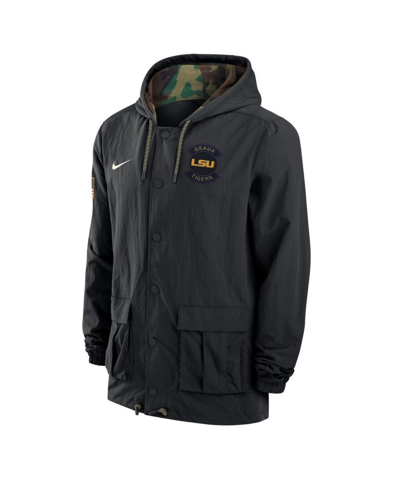 Men's Black LSU Tigers 2025 NCAA Military Appreciation Full-Snap Jacket