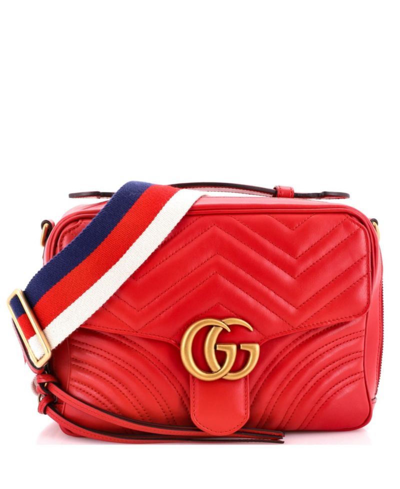 Small GG Marmont Zip Around Camera Bag Matelasse Leather
