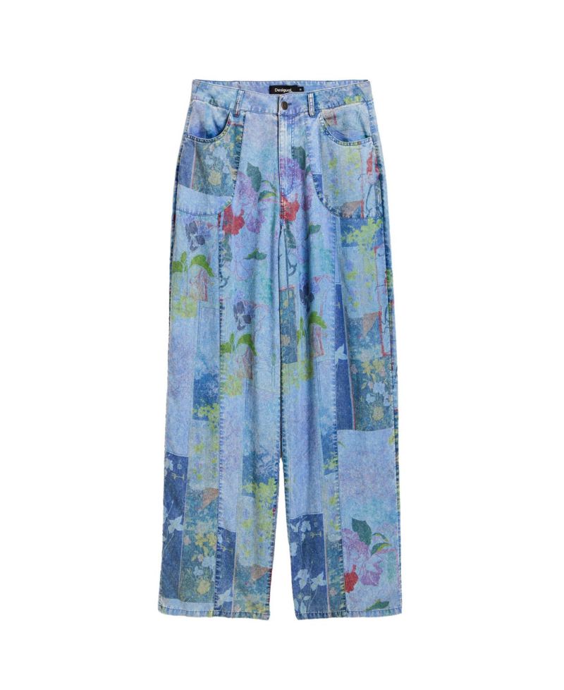 Women's Printed Denim Trousers